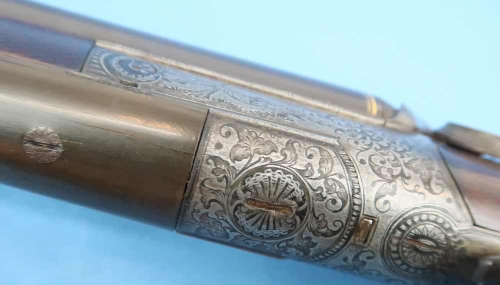 German Combination Shotgun-Rifle Guild Era Back Action Engraved Gold Inlay -img-86