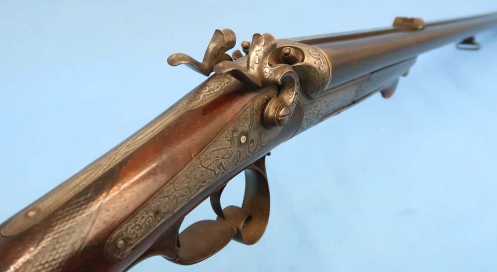 German Combination Shotgun-Rifle Guild Era Back Action Engraved Gold Inlay -img-101