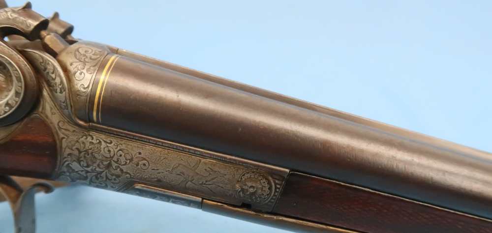German Combination Shotgun-Rifle Guild Era Back Action Engraved Gold Inlay -img-44