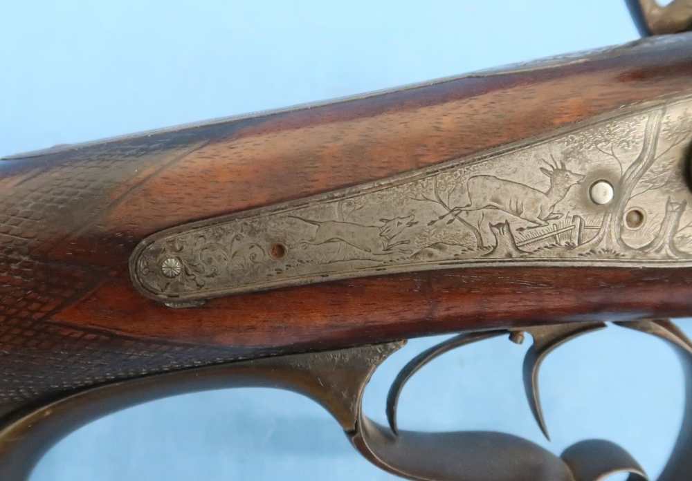 German Combination Shotgun-Rifle Guild Era Back Action Engraved Gold Inlay -img-35