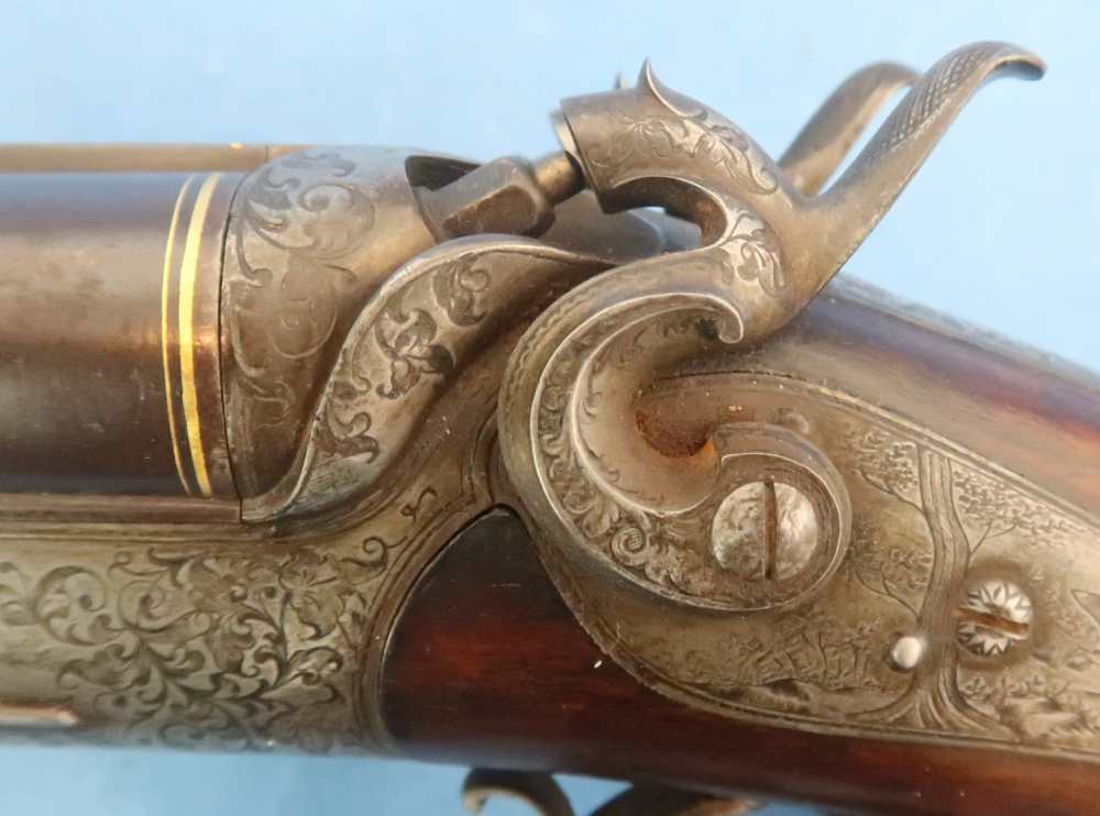 German Combination Shotgun-Rifle Guild Era Back Action Engraved Gold Inlay -img-11