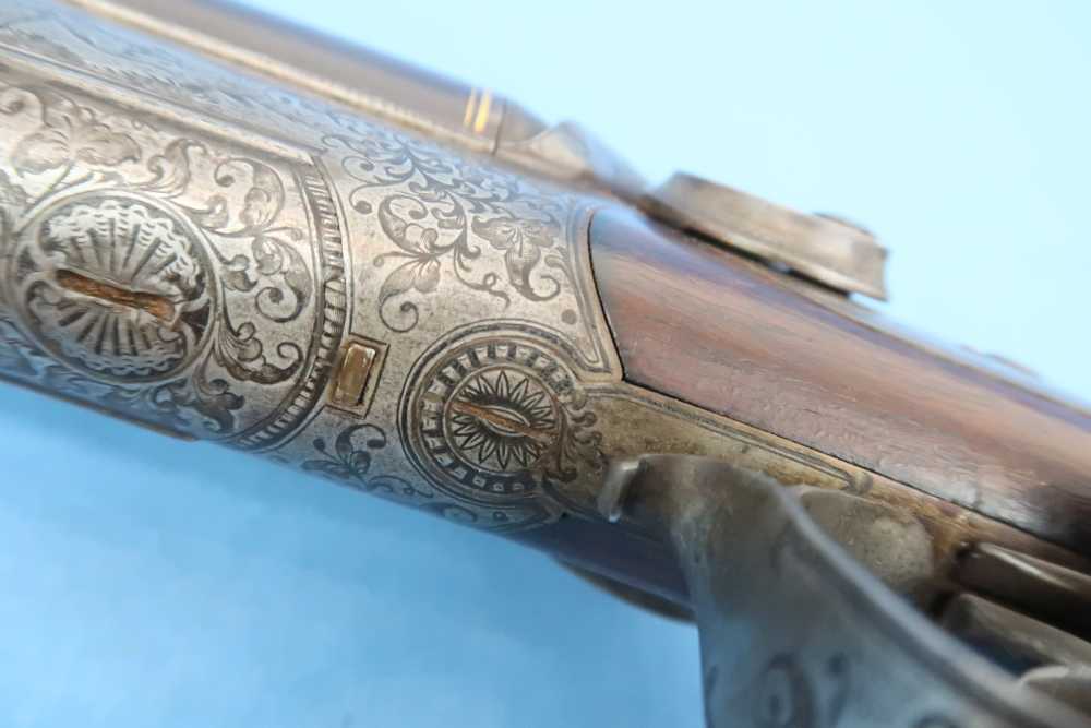 German Combination Shotgun-Rifle Guild Era Back Action Engraved Gold Inlay -img-85
