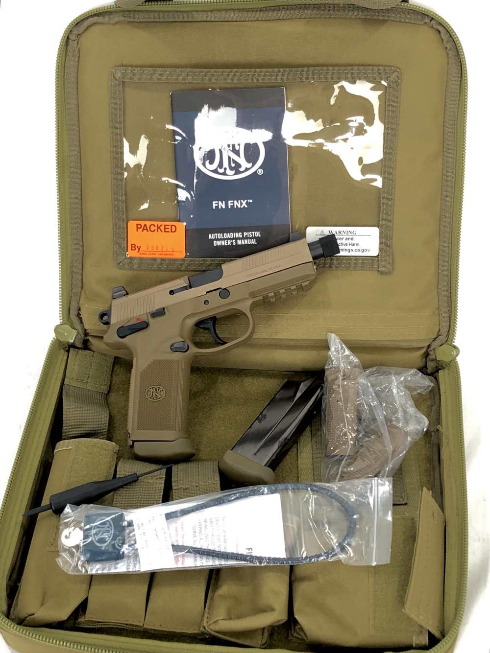 NIB FN FN-X Tactical .45acp DA/SA Pistol in FDE w/ Night Sights 2X15rd Mags-img-0