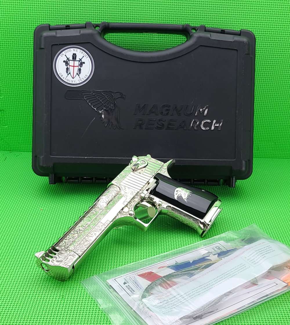 MAGNUM RESEARCH DESERT EAGLE 50AE HAND ENGRAVED NICKEL DK50IMB IN THE BOX-img-1