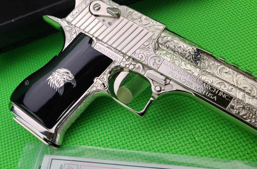 MAGNUM RESEARCH DESERT EAGLE 50AE HAND ENGRAVED NICKEL DK50IMB IN THE BOX-img-14