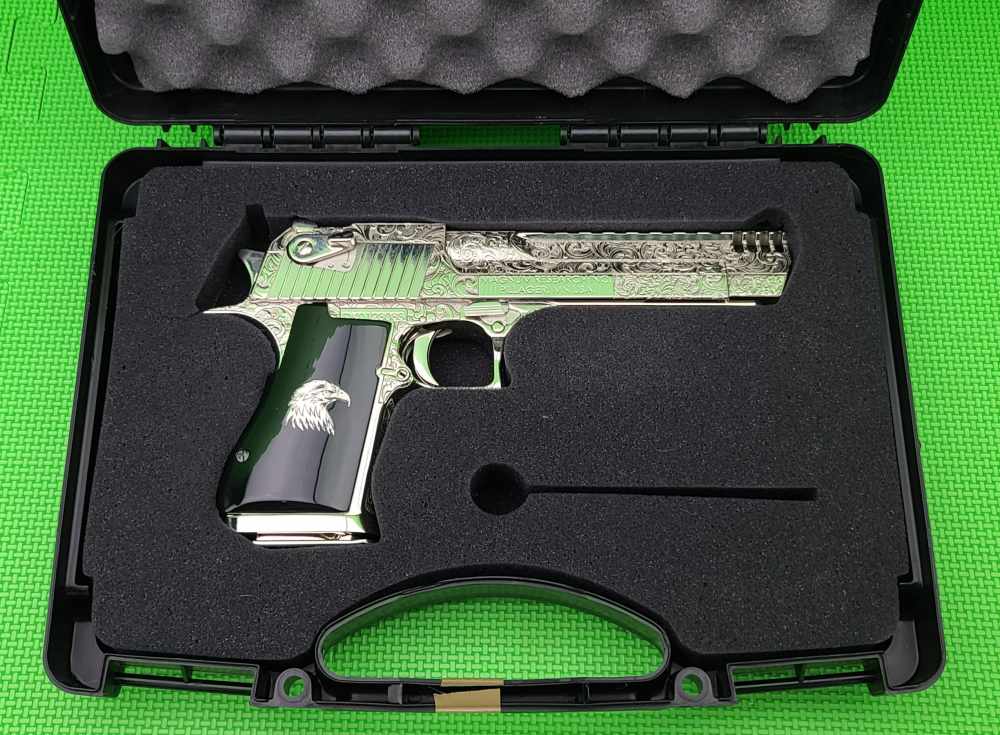 MAGNUM RESEARCH DESERT EAGLE 50AE HAND ENGRAVED NICKEL DK50IMB IN THE BOX-img-4