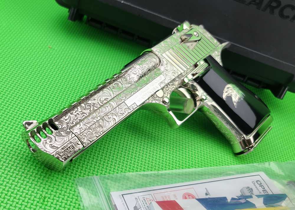MAGNUM RESEARCH DESERT EAGLE 50AE HAND ENGRAVED NICKEL DK50IMB IN THE BOX-img-6