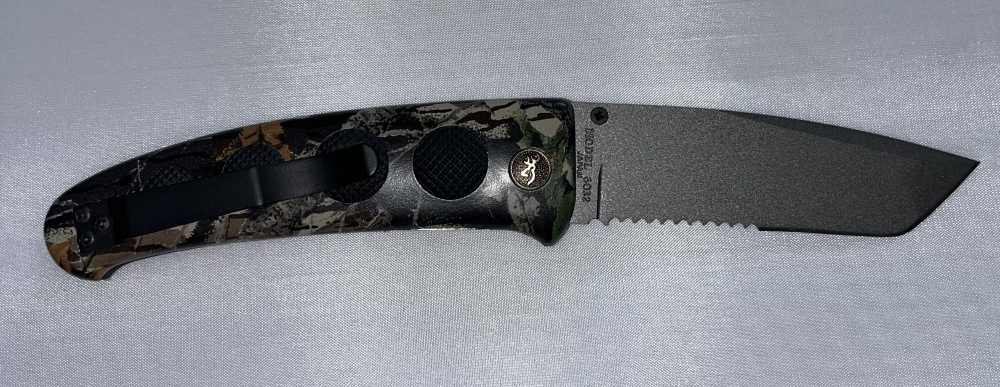 Browning 6032 Barracuda MOBU Tanto Half-Serrated Titanium Liner Lock #394-img-1