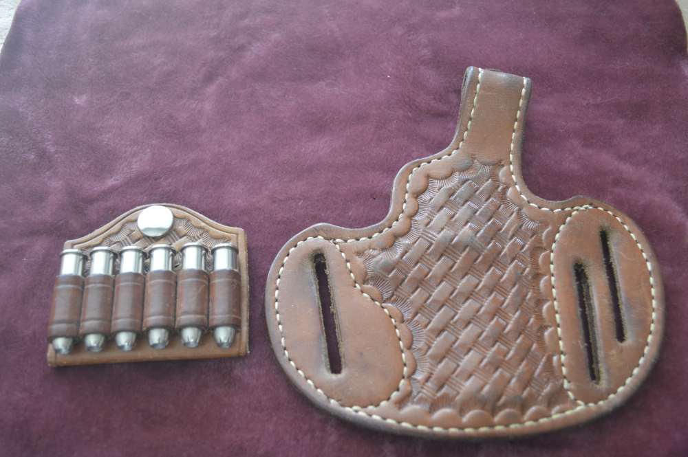 Leather Basket Weave Holster & Belt Cartridge Holder 2-1/2 " - 4" K Frame -img-0
