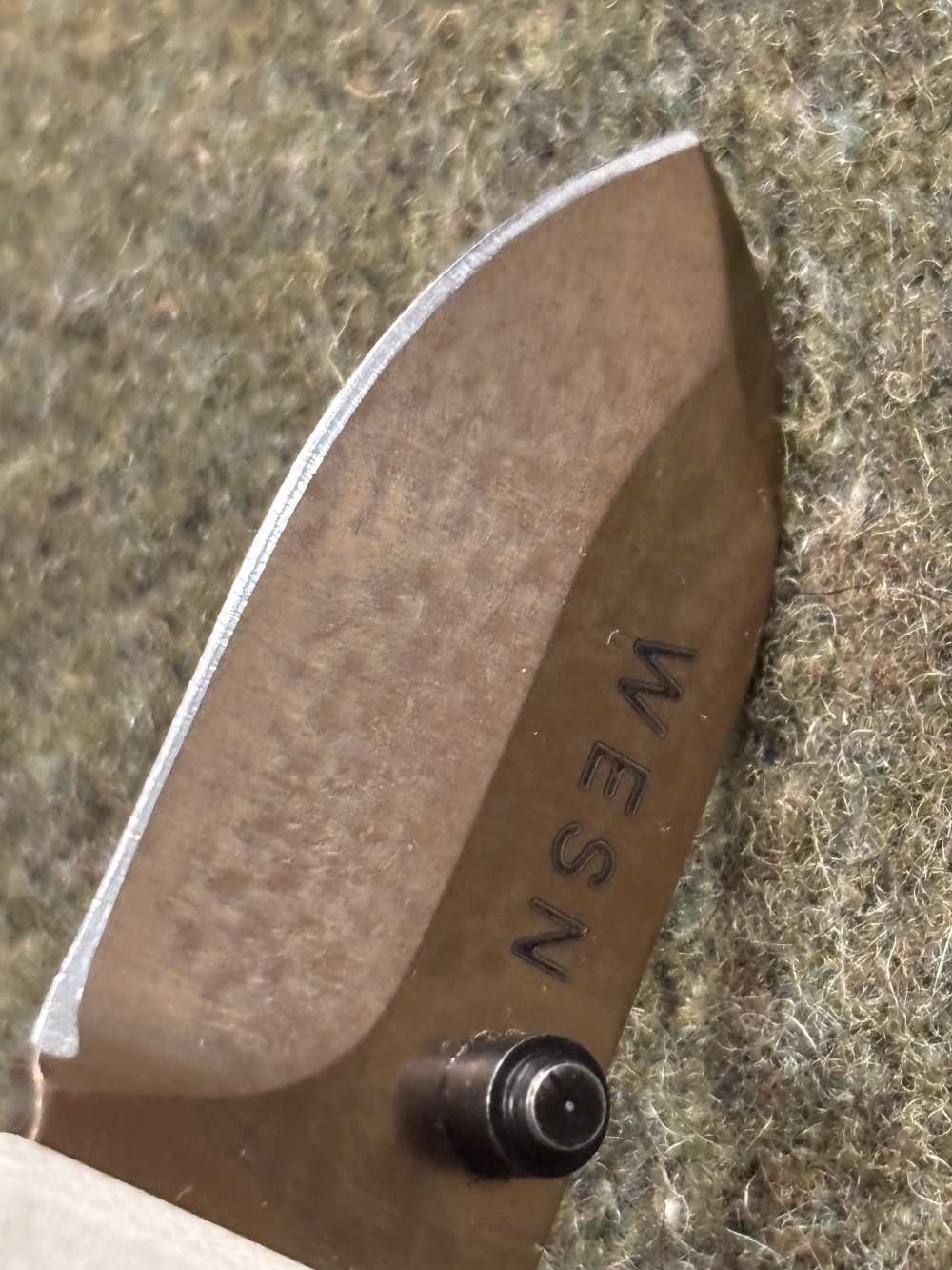 Used - Swedish WESN Knife - Model: Microblade - Bronze D2 Blade - White G10-img-12