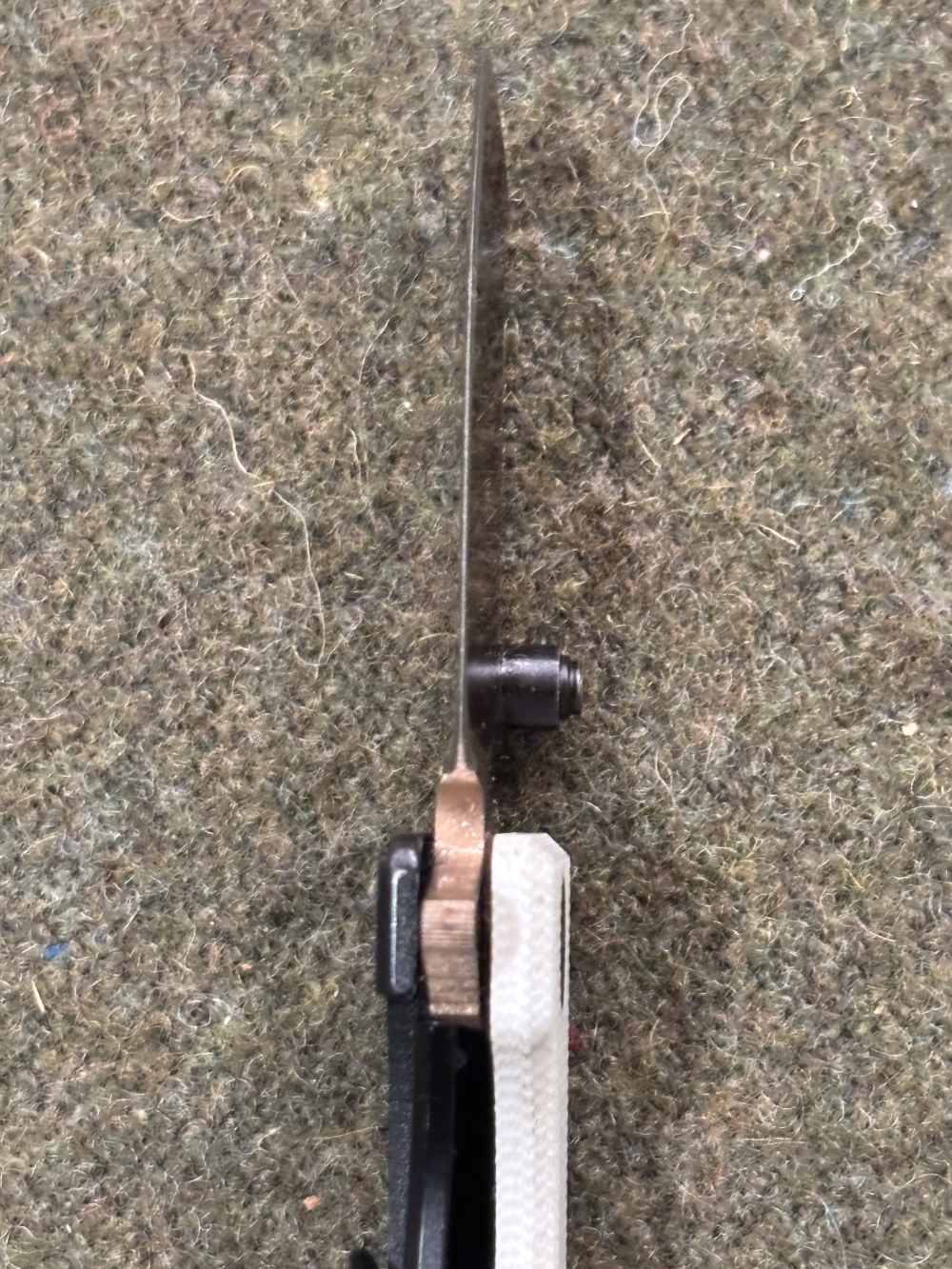 Used - Swedish WESN Knife - Model: Microblade - Bronze D2 Blade - White G10-img-16
