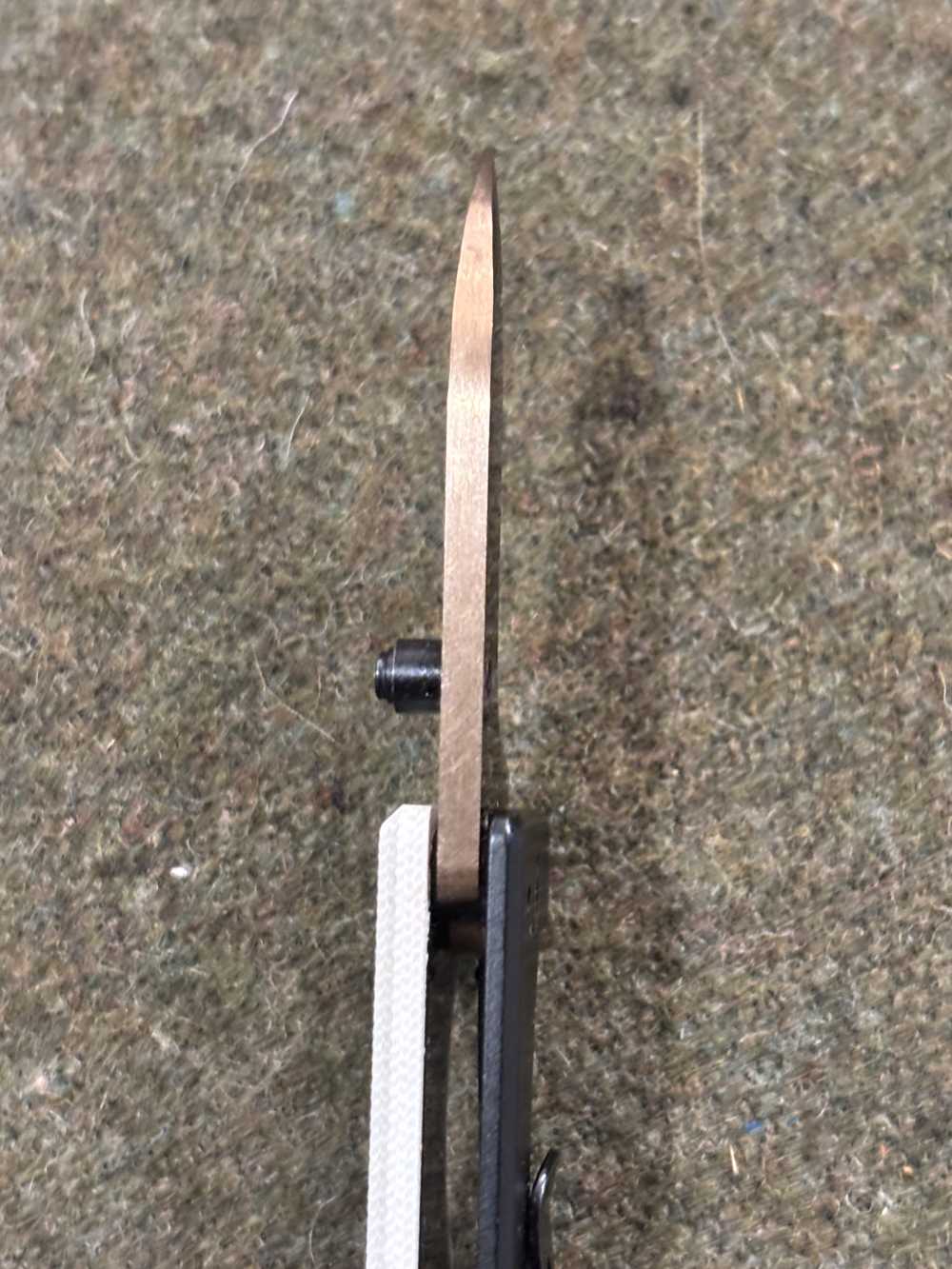 Used - Swedish WESN Knife - Model: Microblade - Bronze D2 Blade - White G10-img-20