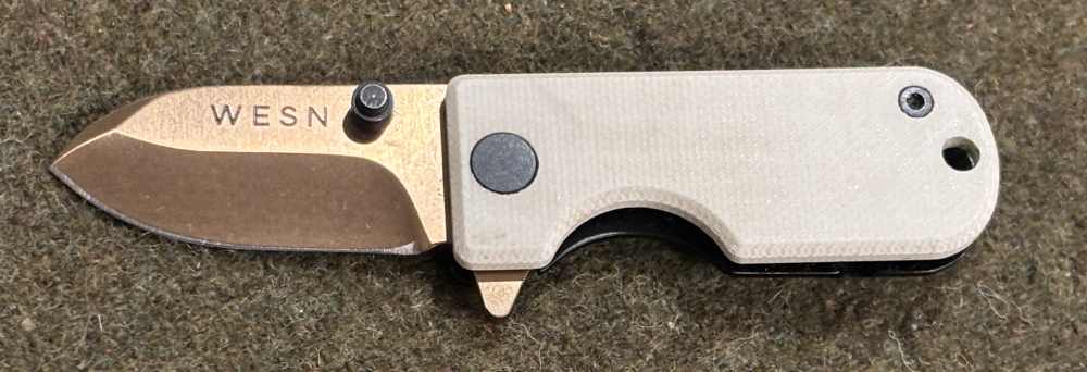 Used - Swedish WESN Knife - Model: Microblade - Bronze D2 Blade - White G10-img-0