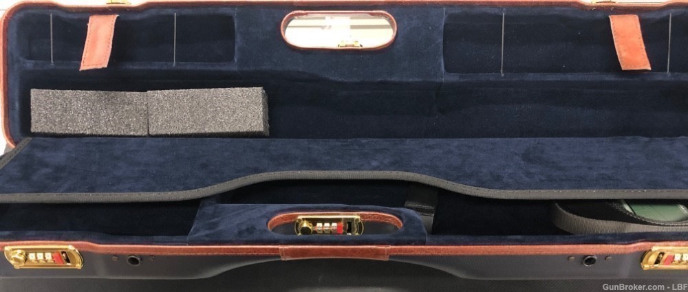 Negrini Luxary Shotgun Case Blue-Leather Trim Up To 30.75" Barrels -img-2