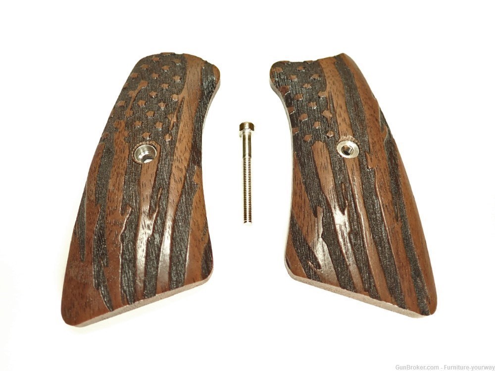 Walnut American Flag Ruger Gp100 Grip Inserts-img-0
