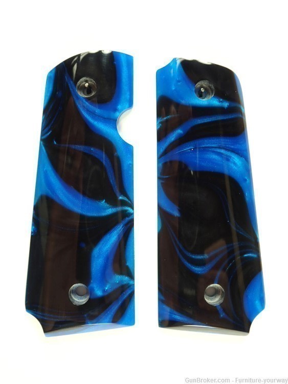 -Blue & Black Pearl Rock Island 380 1911 Grips-img-0