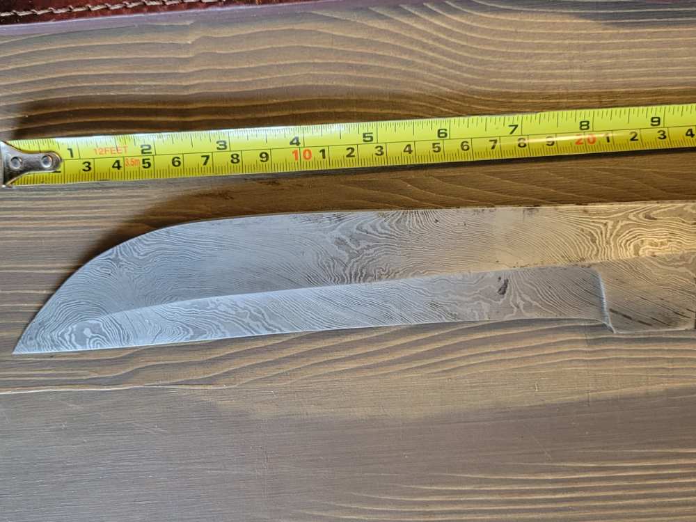 LARGE! Ram Horn Handle Damascas Bowie Knife & Sheath-img-6