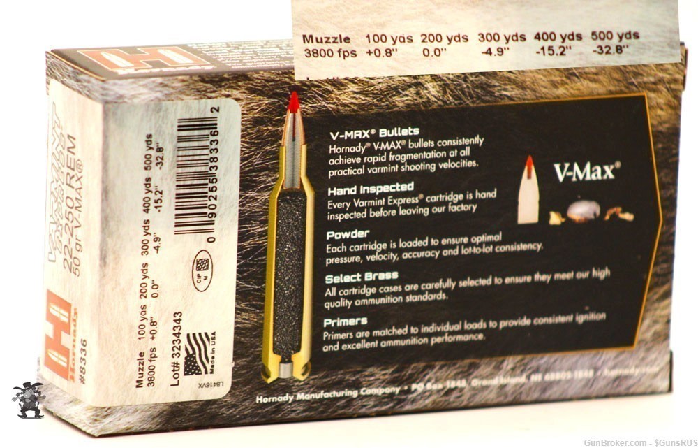 Hornady VARMINT EXPRESS- 22-250 Varmint V-Max 50 Grain 20 Rds-img-4