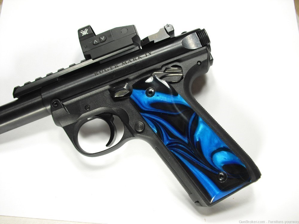 Blue & Black Pearl Ruger Mark IV 22/45 Grips-img-0