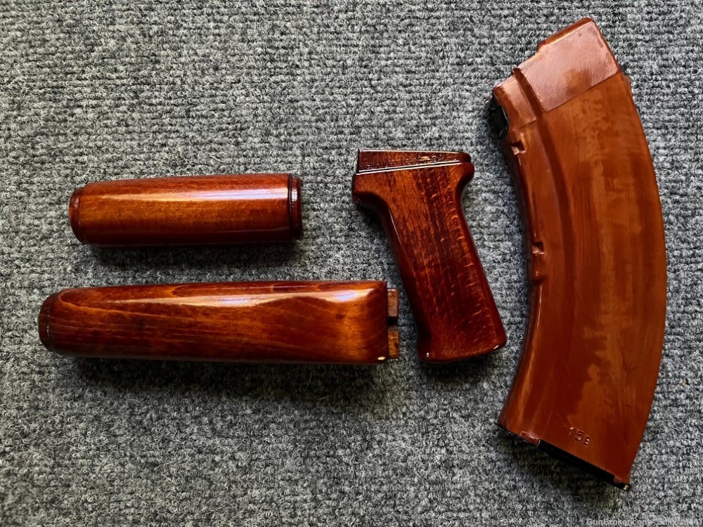 Bakelite Orange Solid Wood AK Handguard + Pistol Grip Set-img-0