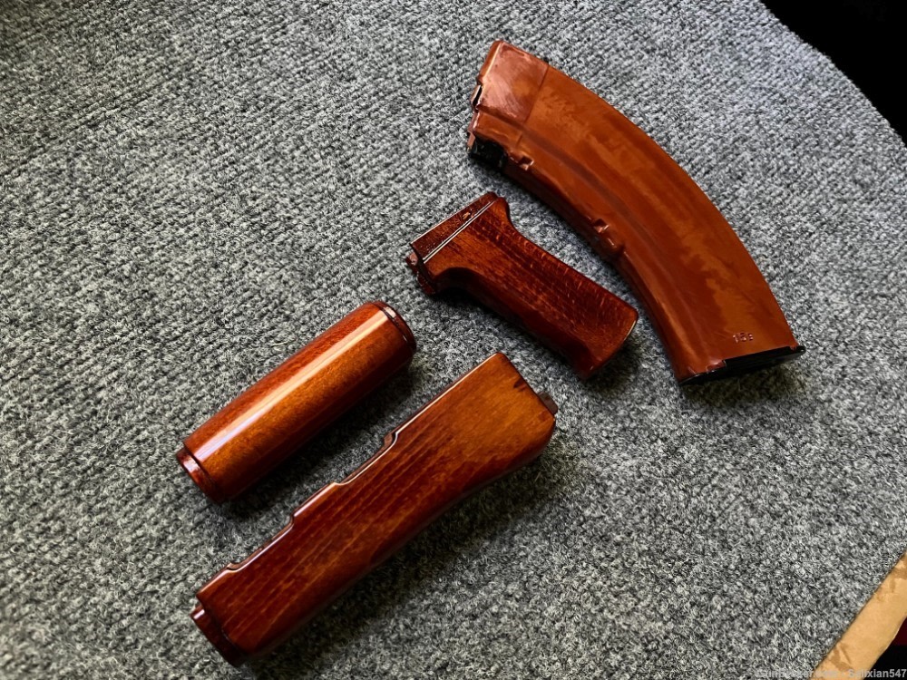 Bakelite Orange Solid Wood AK Handguard + Pistol Grip Set-img-6
