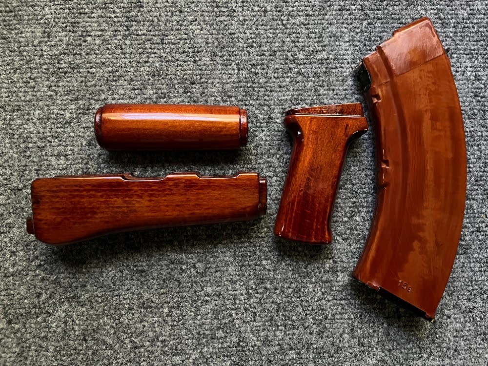 Bakelite Orange Solid Wood AK Handguard + Pistol Grip Set-img-2