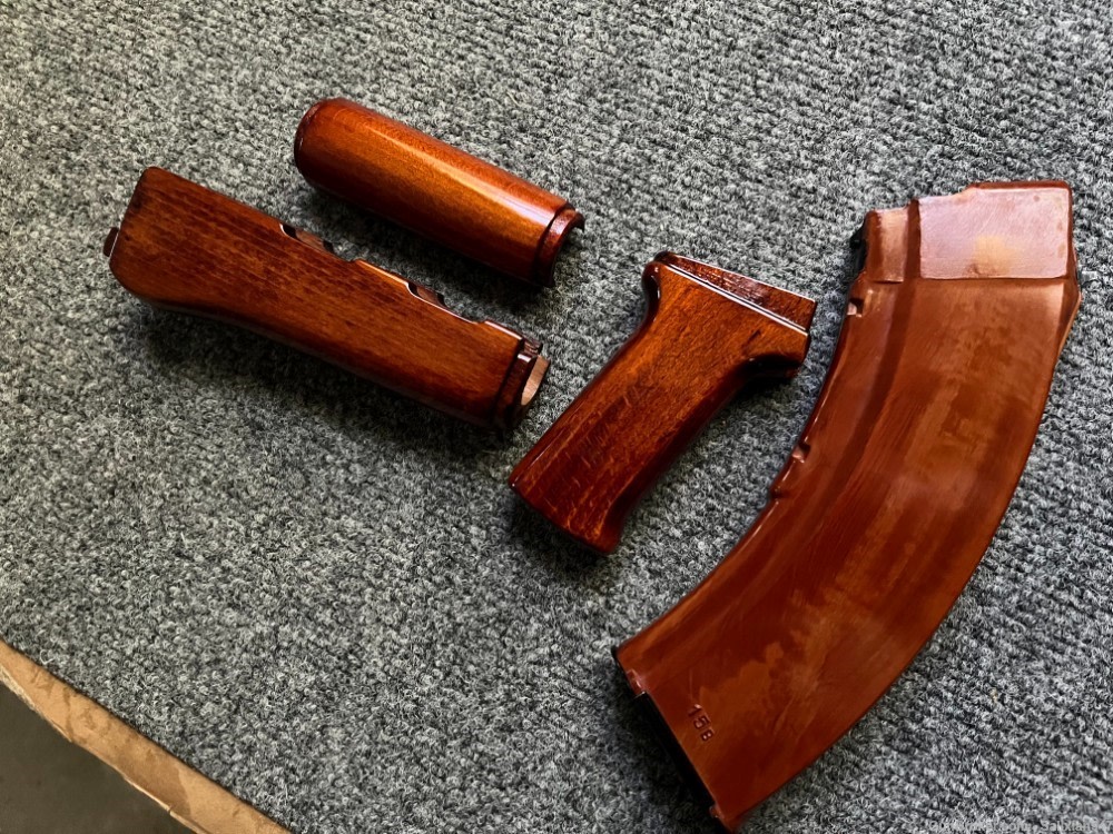 Bakelite Orange Solid Wood AK Handguard + Pistol Grip Set-img-4