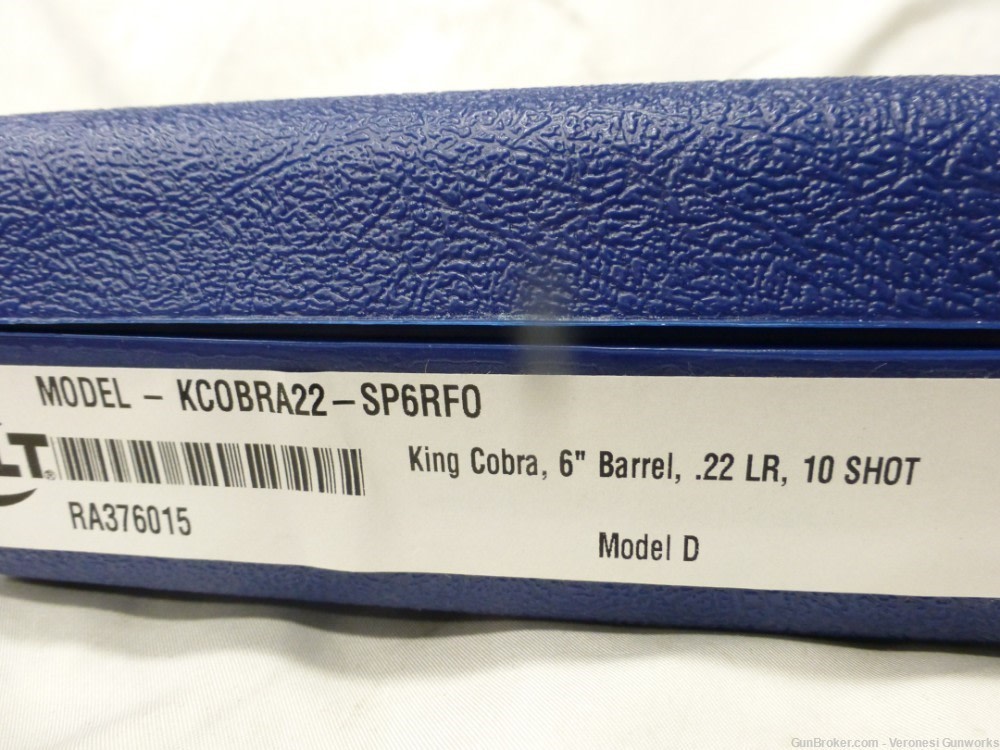 NIB Colt King Cobra Model D 22 LR 10 Shot Cylinder 6" KCOBRA22-SP6RFO-img-10