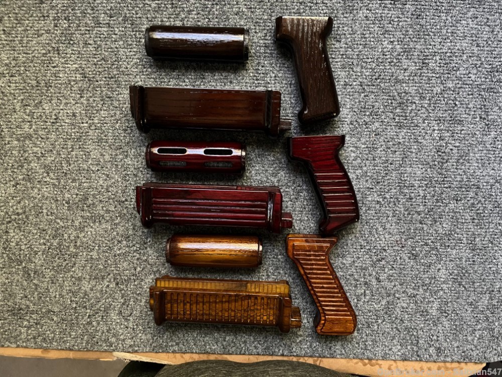Custom MP5 Style AKM Wood Hand Guard + Pistol Grip Set AK47 WASR MAK90 SAM7-img-5