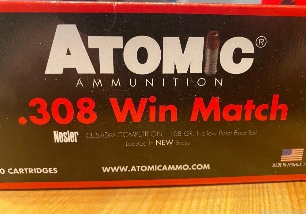 Atomic Match Ammunition 308 Winchester 168 Gr Nosler Hollow Point BT 00426-img-2