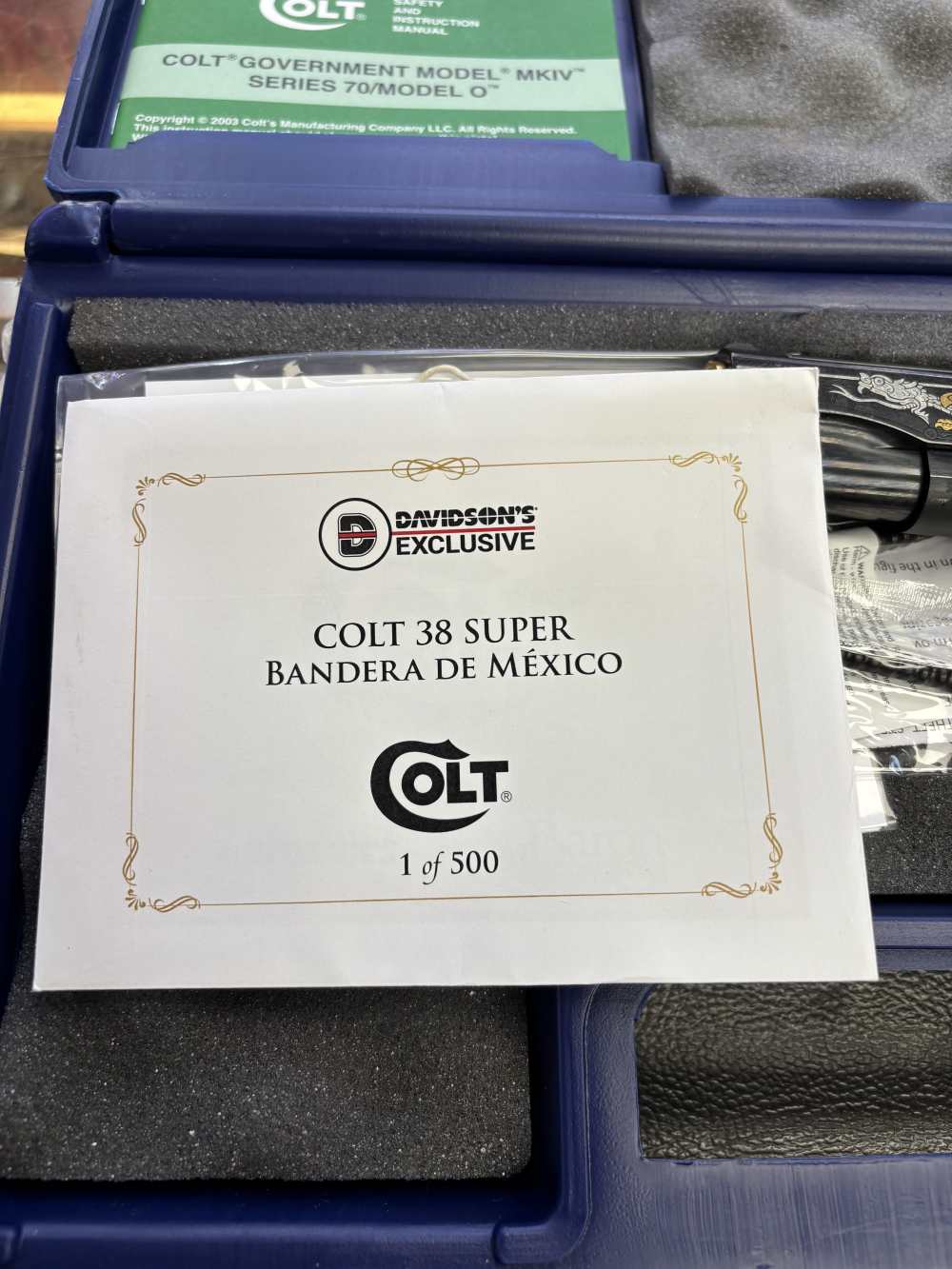 NIB COLT GOVERNMENT SERIES 70 BANDERA DE MEXICO 38 SUPER. NO RESERVE -img-1