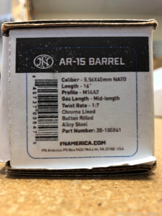 FN America, Barrel, 16", Black Finish, Button Broached, Mid Length Gas -img-3