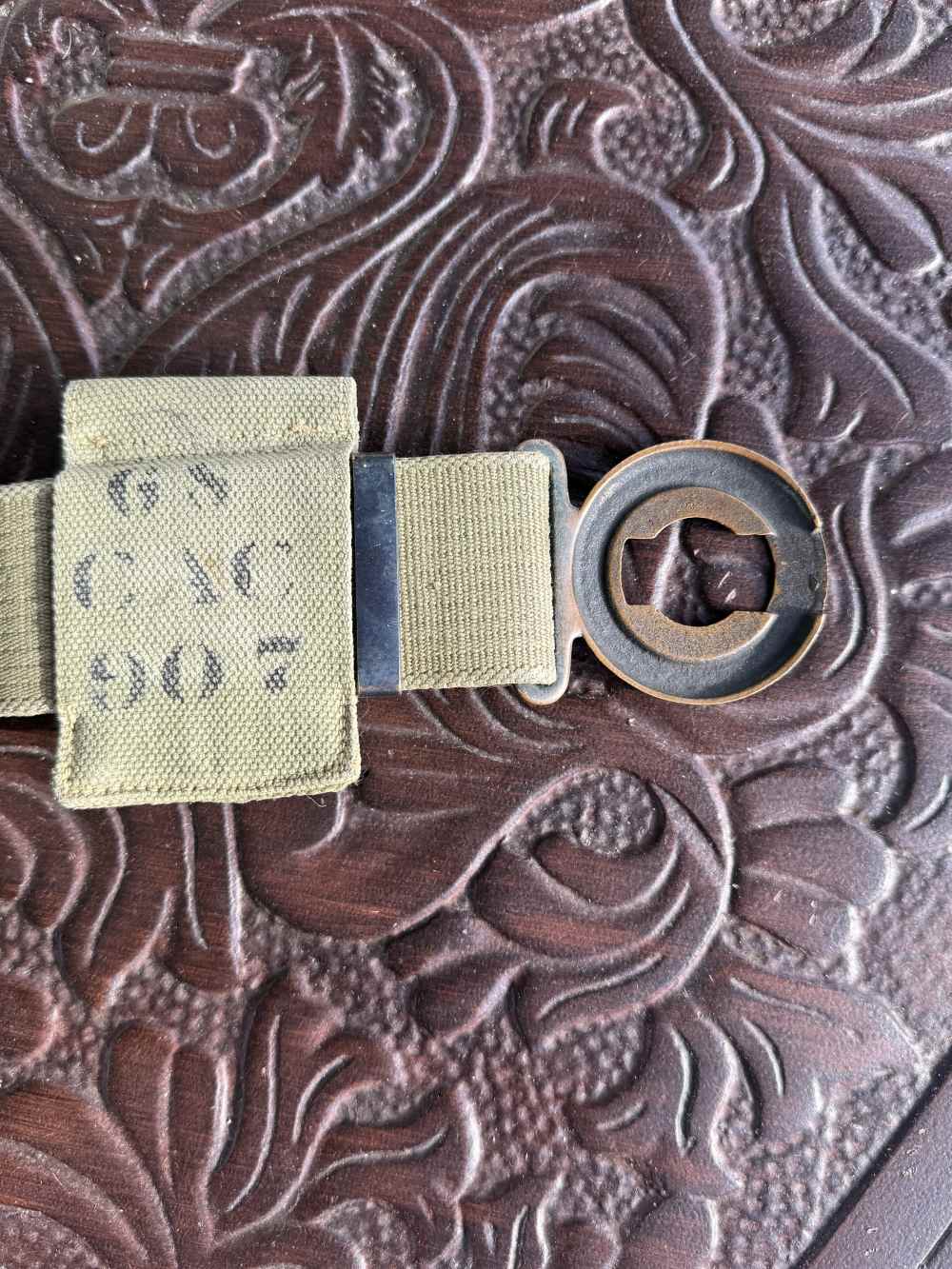 HEADQUARTERS GARRISON BELT 1913 VERY NICE SHAPE COMPLETE-img-8
