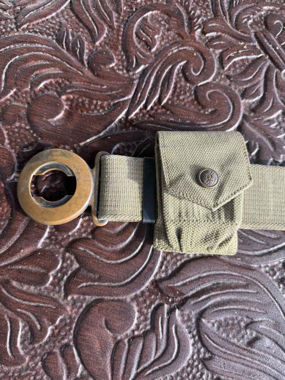 HEADQUARTERS GARRISON BELT 1913 VERY NICE SHAPE COMPLETE-img-3
