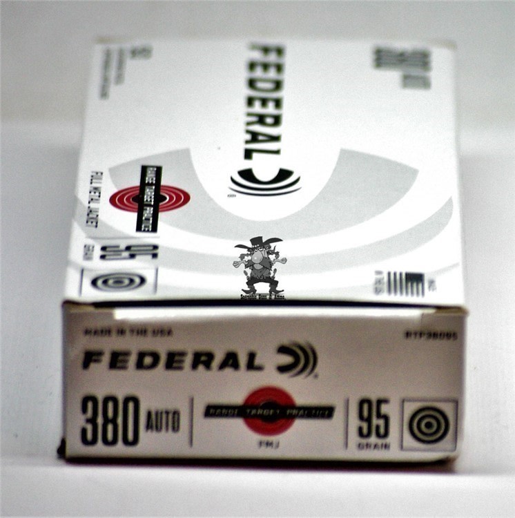 380 auto FEDERAL Brass FMJ 95 GR 380acp Practice + Training 50 RDS Brass-img-1