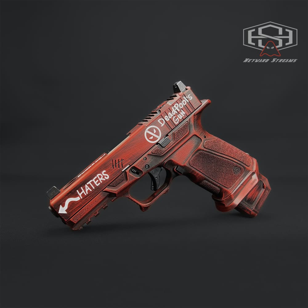 Glock 19 custom – Deadpool Edition, 9mm, Unique Cerakote Artwork-img-0