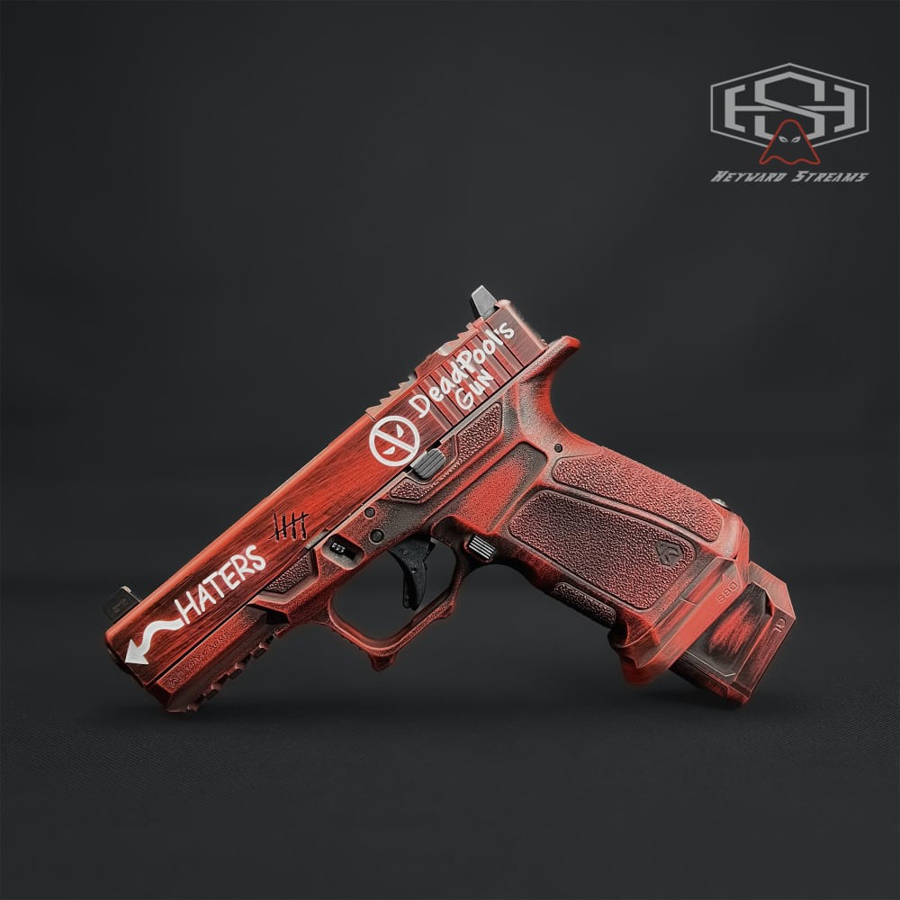 Glock 19 custom – Deadpool Edition, 9mm, Unique Cerakote Artwork-img-1