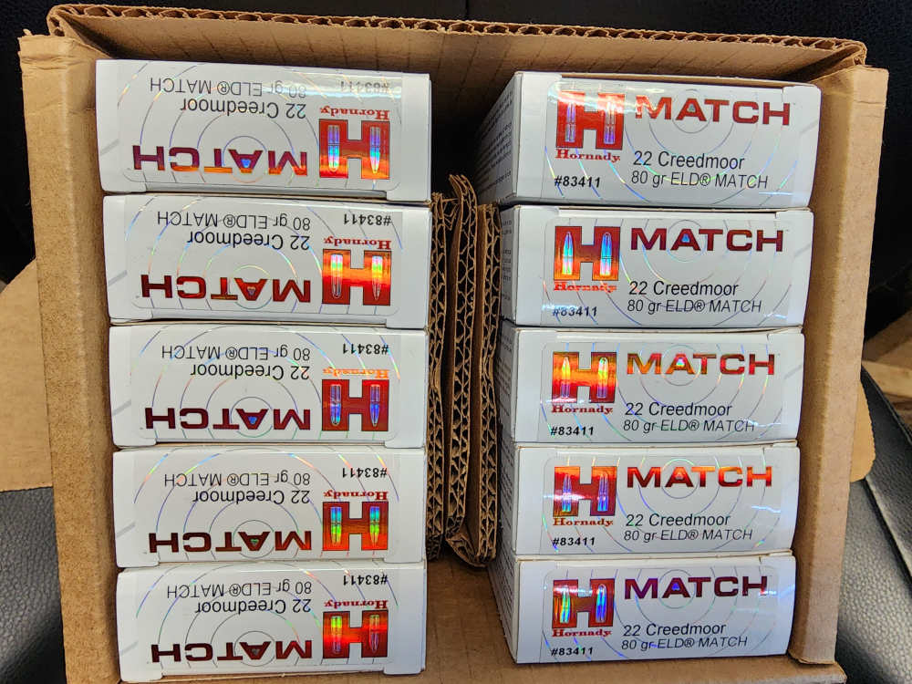 IN STOCK! NEW 200 ROUNDS HORNADY 22 CREEDMOOR 80 ELD-M MATCH 83411-img-0