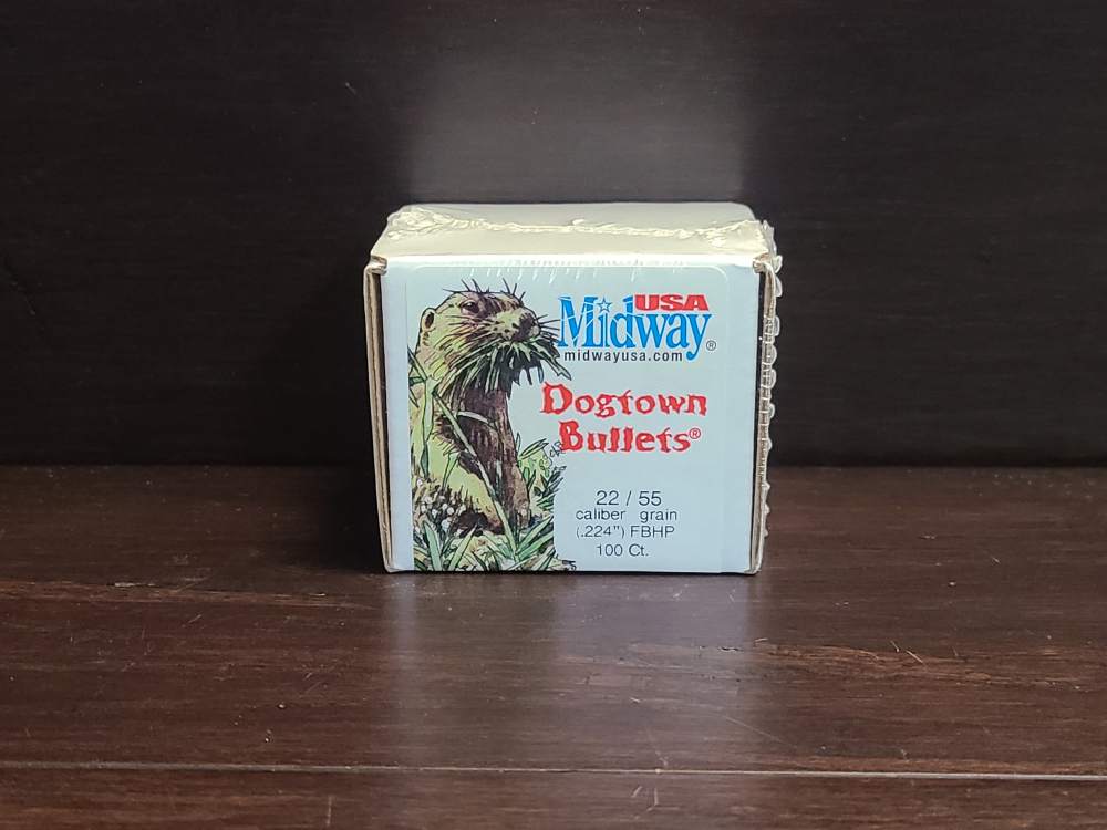 100 Pieces of Midway Dogtown 22 Cal/.224" Dia 55gr. FBHP Bullets 48122-img-0