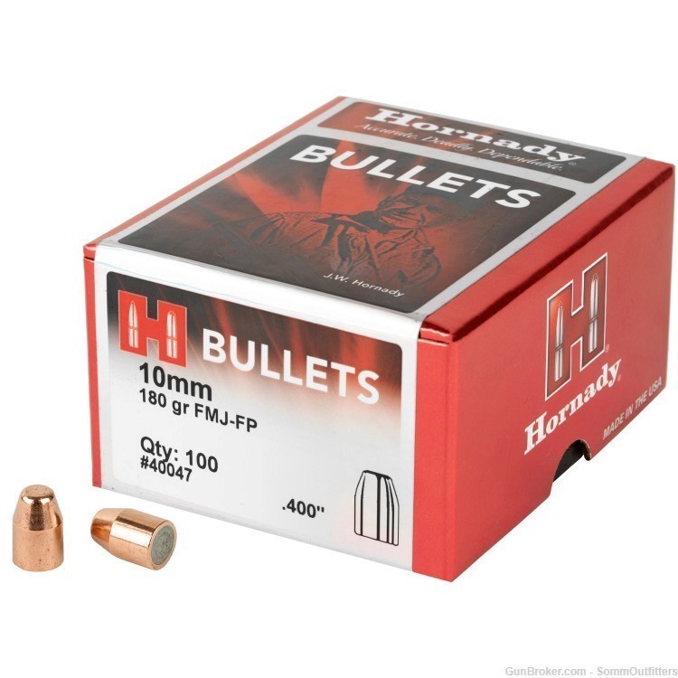 Hornady 10mm .400 180Gr FMJ-FP Bullets-img-0