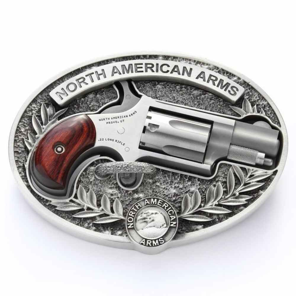 NAA 22LR Mini Revolver .22 LR 5rd 1.125" Wood Oval Enclosed Belt Buckle-img-0