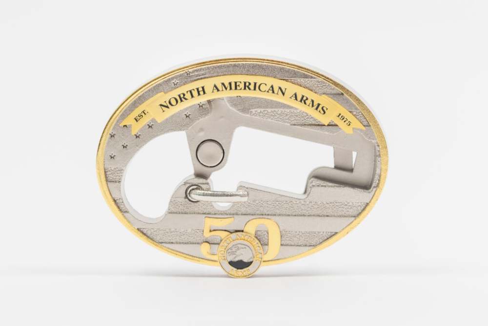 NAA 50th Anniversary Belt Buckle 22 LR 5rd Capacity 1.125" Faux Pear-img-2