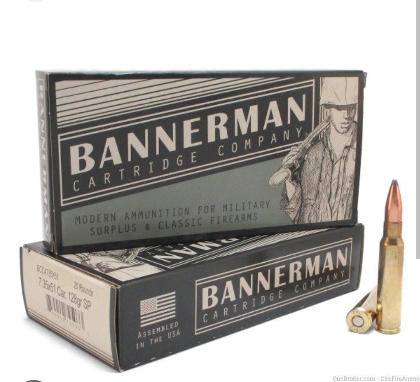 7.35X51 CARCANO bannerman ammunition 128GR SP 20 rounds-img-1