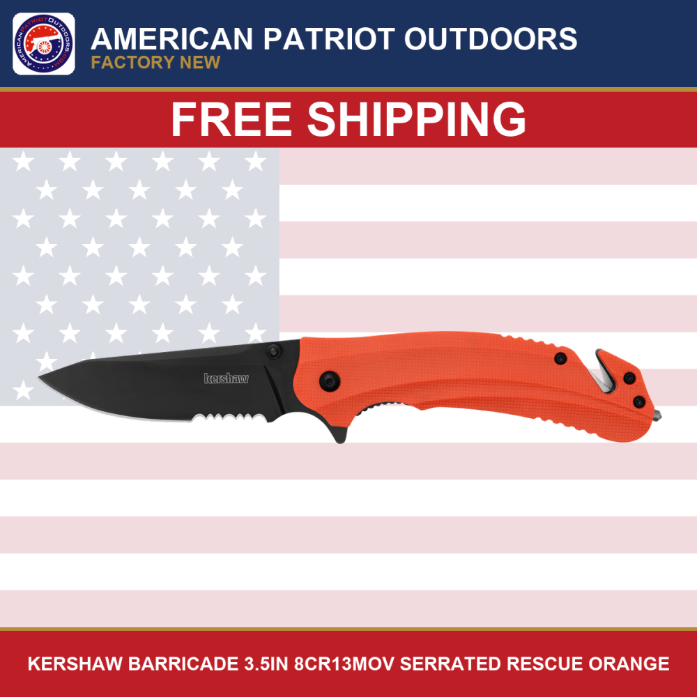 Kershaw Barricade Assisted-Opening Rescue Folding Knife 3.5in 8Cr13MoV-img-0