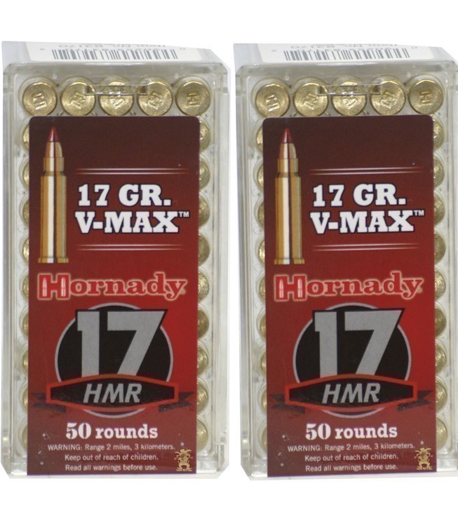 17 HMR VMAX HORNADY 17HMR Polymer Tip HMR 17 17Gr V-MAX 100 RDS -img-0