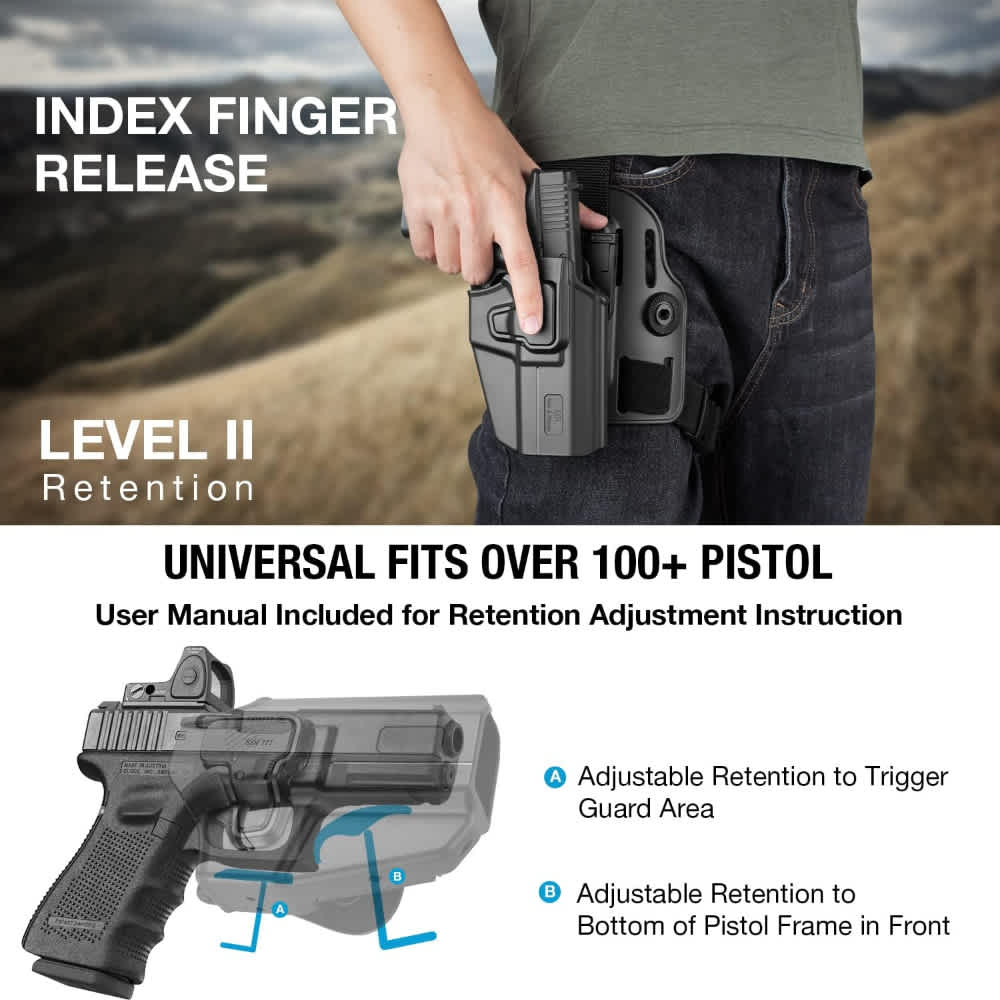 Level II OWB Polymer Holster w/ Drop Leg Fit: Full size & Compact pistols -img-2