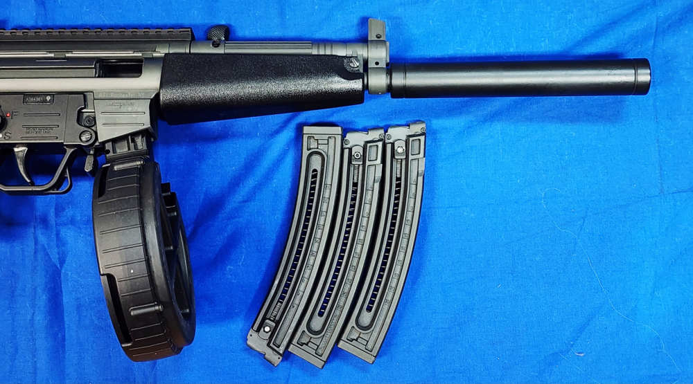 GSG 522 SD .22 LR 16.25" W/ 110-ROUND DRUM & 3 22-ROUND MAGS, EXC COND-img-2