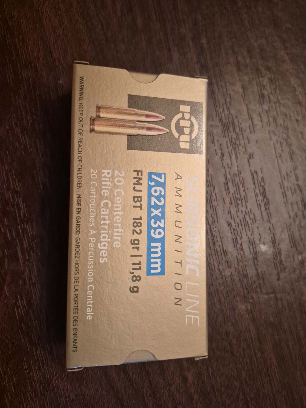 PPU 7.62x39 Subsonic 182gr FMJ 100 rounds!-img-0