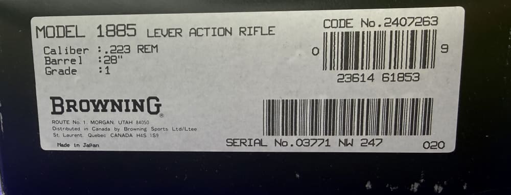 Browning 1885 High Wall Single .223 Rem 28" Octagon Factory Test Fired Only-img-22