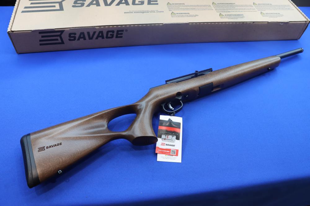 Savage Arms Model A22 TIMBER Rifle 22LR 18" Threaded Thumbhole Wood 47247 -img-0